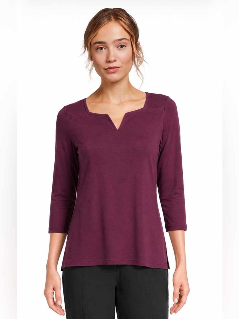 L.L.Bean Supima Cotton Square Neck Top | Plum Purple | Women’s Medium
